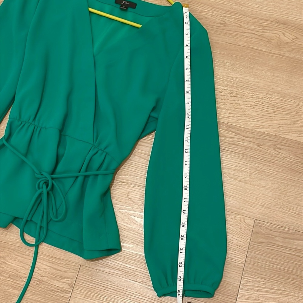 J. Crew Green Faux Wrap Top Size 6 - Picture 7 of 13